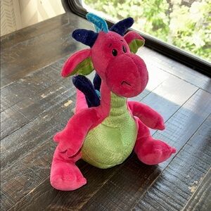 GUND Kids Colorful Dragon "Ladon" Plush 8" Sitting green purple pink GUC